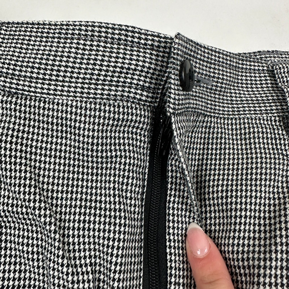 VTG Liz Sport Black White Houndstooth High Waist Pencil Skirt 100% Cotton Sz 10 - Picture 4 of 11